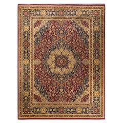 One of a Kind Hand Knotted Traditional Oriental Mogul Orange Area Rug