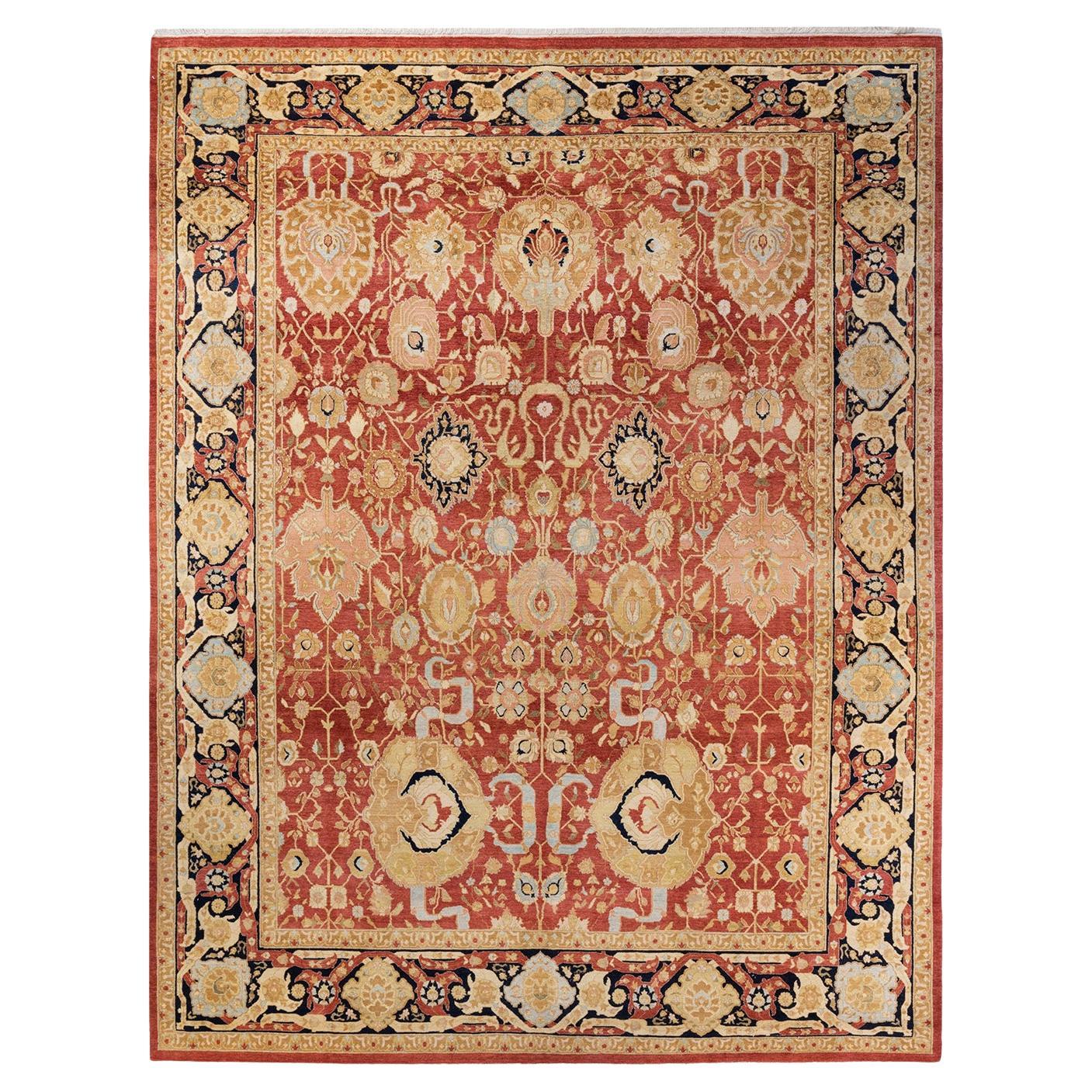 Tapis traditionnel oriental Mogul orange, unique en son genre, nou  la main.