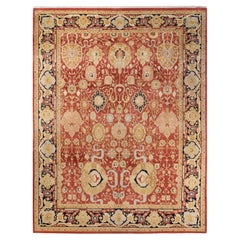 Tapis traditionnel oriental Mogul orange, unique en son genre, nou  la main.