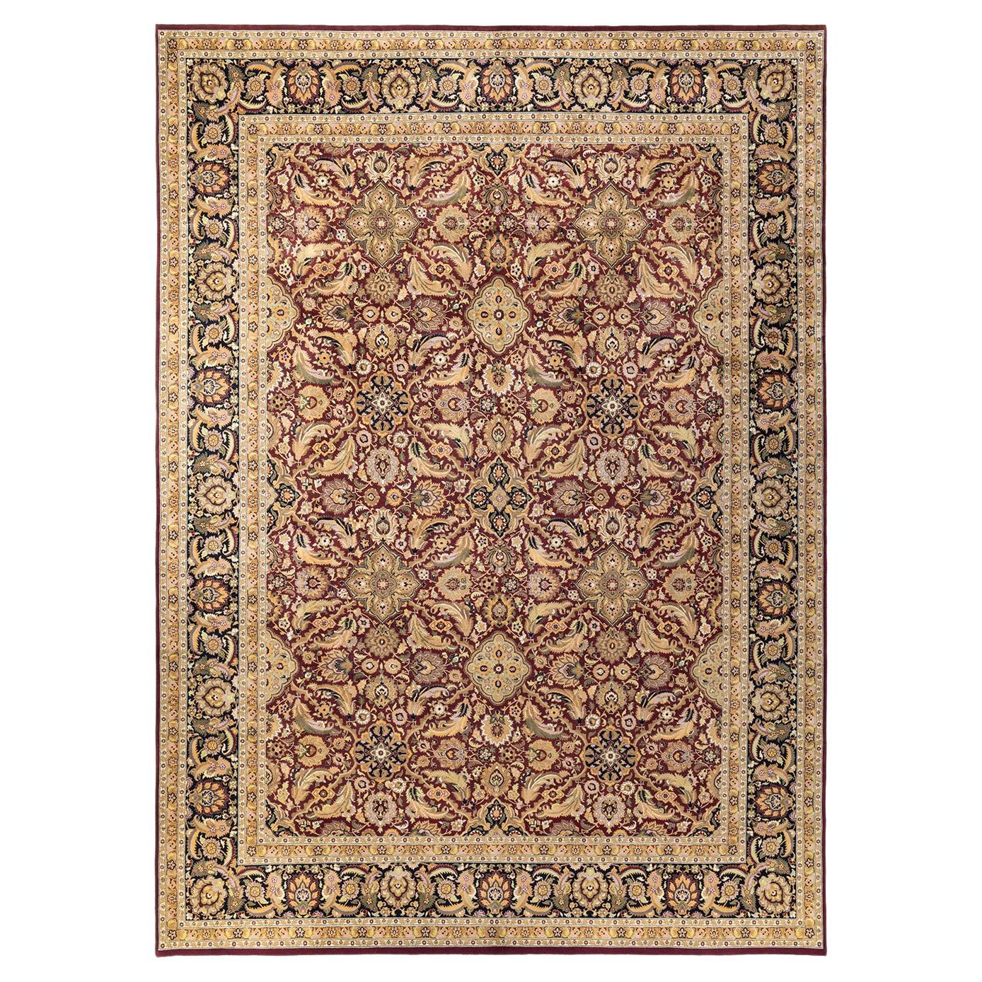 One of a Kind Hand Knotted Traditional Oriental Mogul Orange Area Rug For Sale
