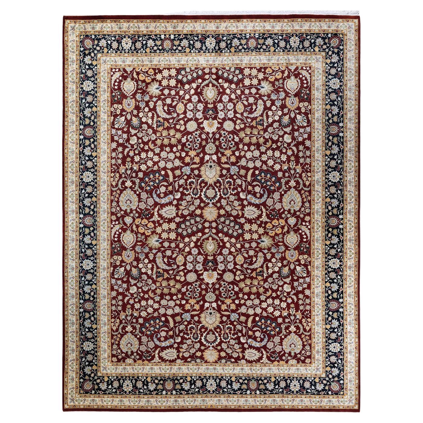 Tapis traditionnel oriental Mogul orange, unique en son genre, nou  la main.
