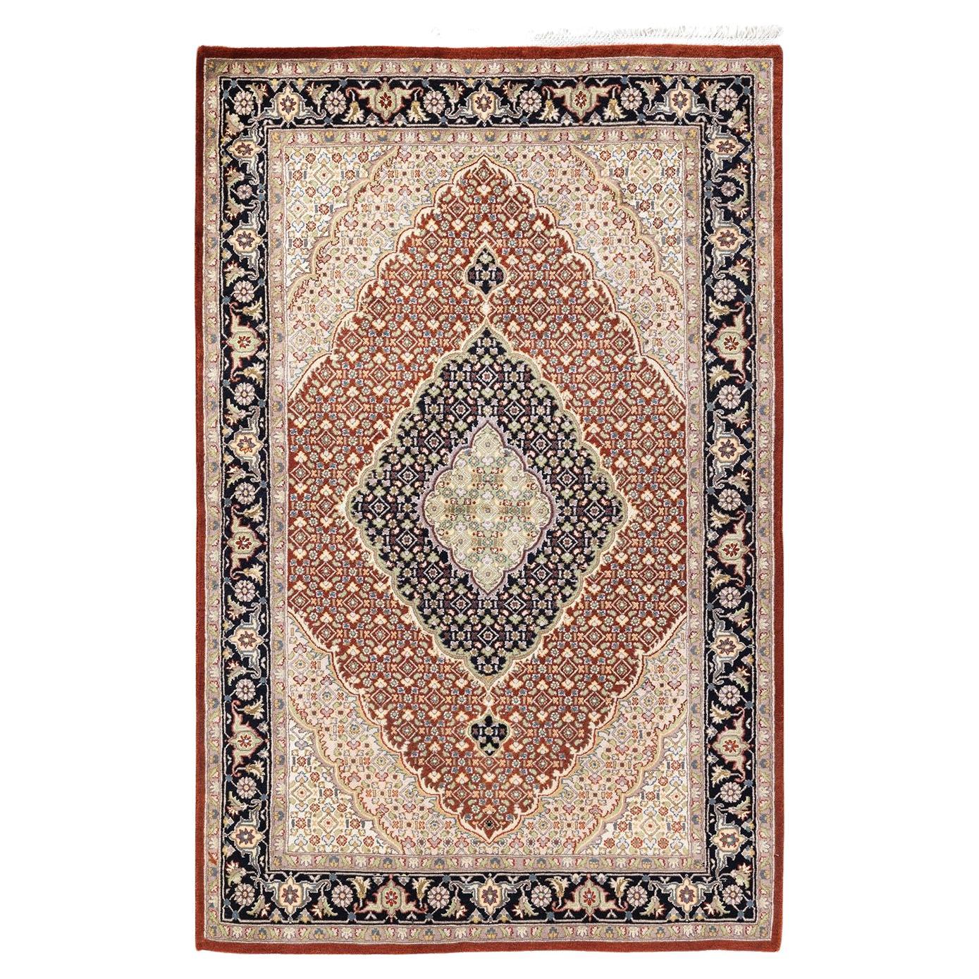 Tapis traditionnel oriental Mogul orange, unique en son genre, nou  la main.