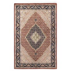 One of a Kind Hand Knotted Traditional Oriental Mogul Orange Area Rug