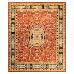 One of a Kind Hand Knotted Traditional Oriental Mogul Orange Area Rug 