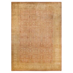 One of a Kind Hand Knotted Traditional Oriental Mogul Orange Area Rug