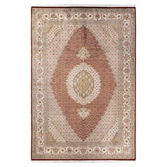 One of a Kind Hand Knotted Traditional Oriental Mogul Orange Area Rug