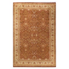 One of a Kind Hand Knotted Traditional Oriental Mogul Orange Area Rug
