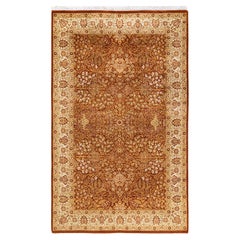 One of a Kind Hand Knotted Traditional Oriental Mogul Orange Area Rug