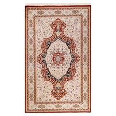 One of a Kind Hand Knotted Traditional Oriental Mogul Orange Area Rug