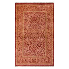 One of a Kind Hand Knotted Traditional Oriental Mogul Orange Area Rug