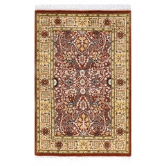 One of a Kind Hand Knotted Traditional Oriental Mogul Orange Area Rug