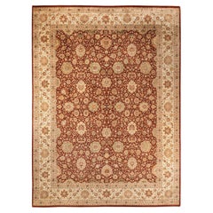 One of a Kind Hand Knotted Traditional Oriental Mogul Orange Area Rug