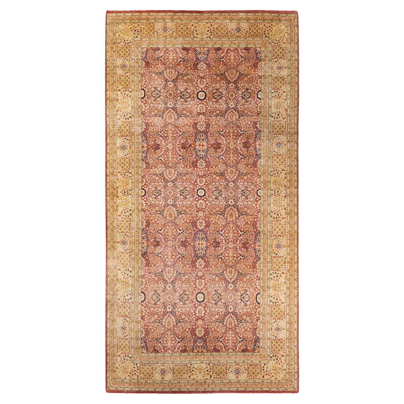 One of a Kind Hand Knotted Traditional Oriental Mogul Orange Area Rug