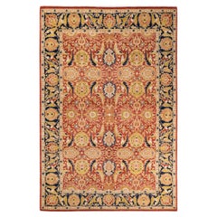 One of a Kind Hand Knotted Traditional Oriental Mogul Orange Area Rug 