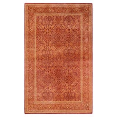 One of a Kind Hand Knotted Traditional Oriental Mogul Orange Area Rug
