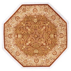 One of a Kind Hand Knotted Traditional Oriental Mogul Orange Octagon Area Rug One of a Kind Hand Knotted Traditional Oriental Mogul Orange Octagon Area Rug