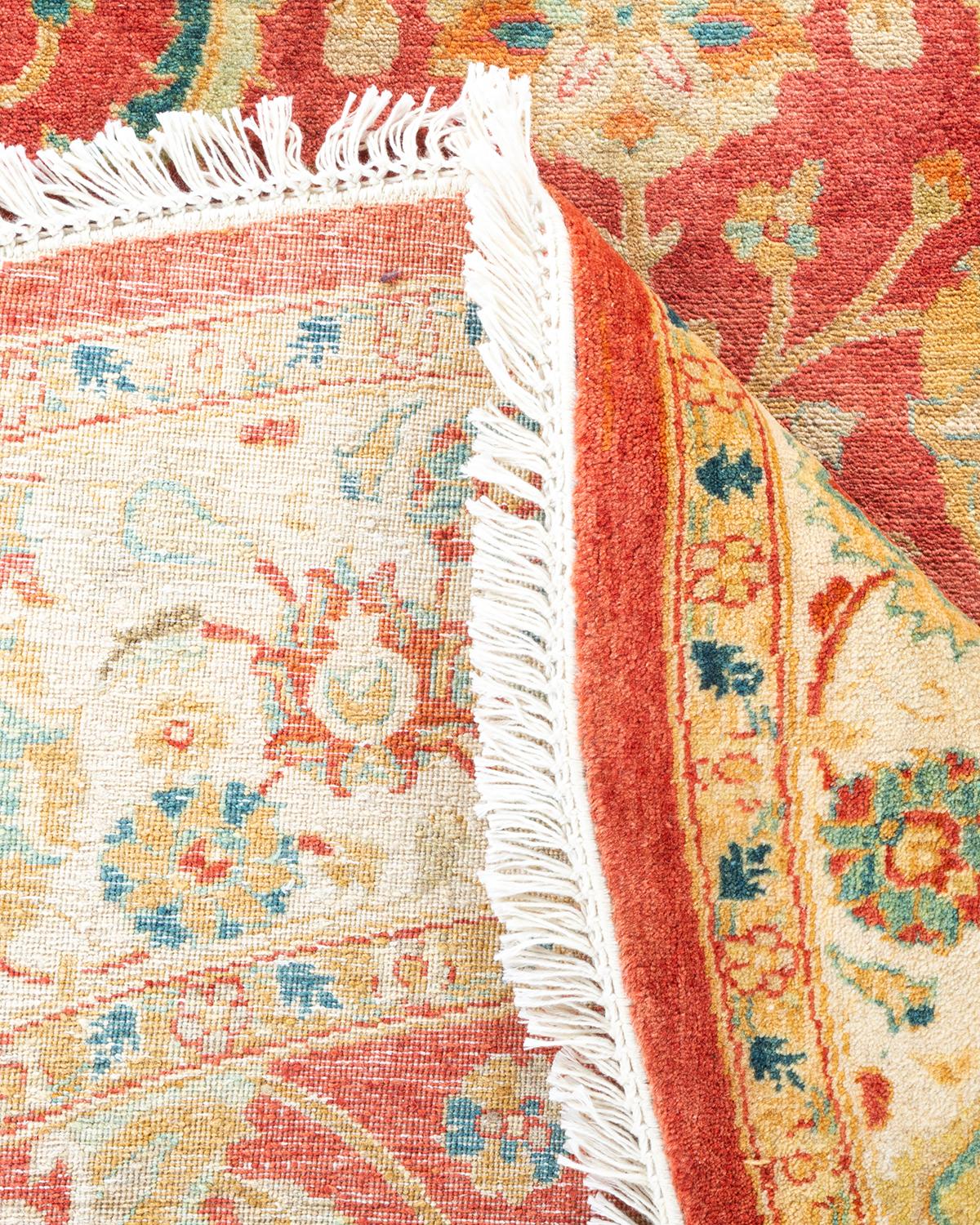 Einzigartige handgeknpfte traditionelle orientalische Mogul Orange Runde Bereich Teppich (Wolle) im Angebot