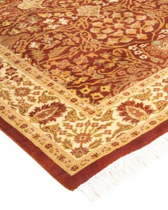 One of a Kind Hand Knotted Traditional Oriental Mogul Orange Runner Area Rug