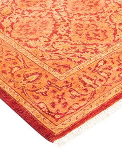 Handgeknüpfter traditioneller orientalischer Mogul-Läufer in Orange, Unikat