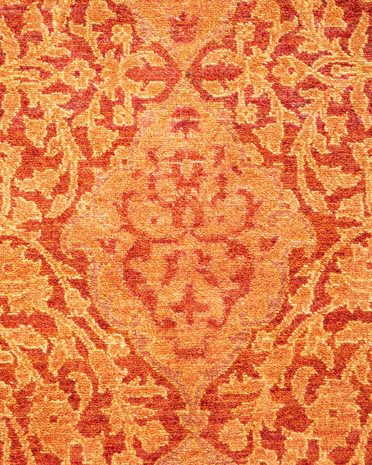 Einzigartige handgeknüpfte traditionelle Oriental Mogul Orange Läufer Bereich Teppich (Pakistanisch) im Angebot