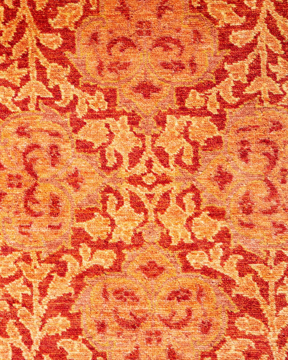 Einzigartige handgeknüpfte traditionelle Oriental Mogul Orange Läufer Bereich Teppich (Pakistanisch) im Angebot