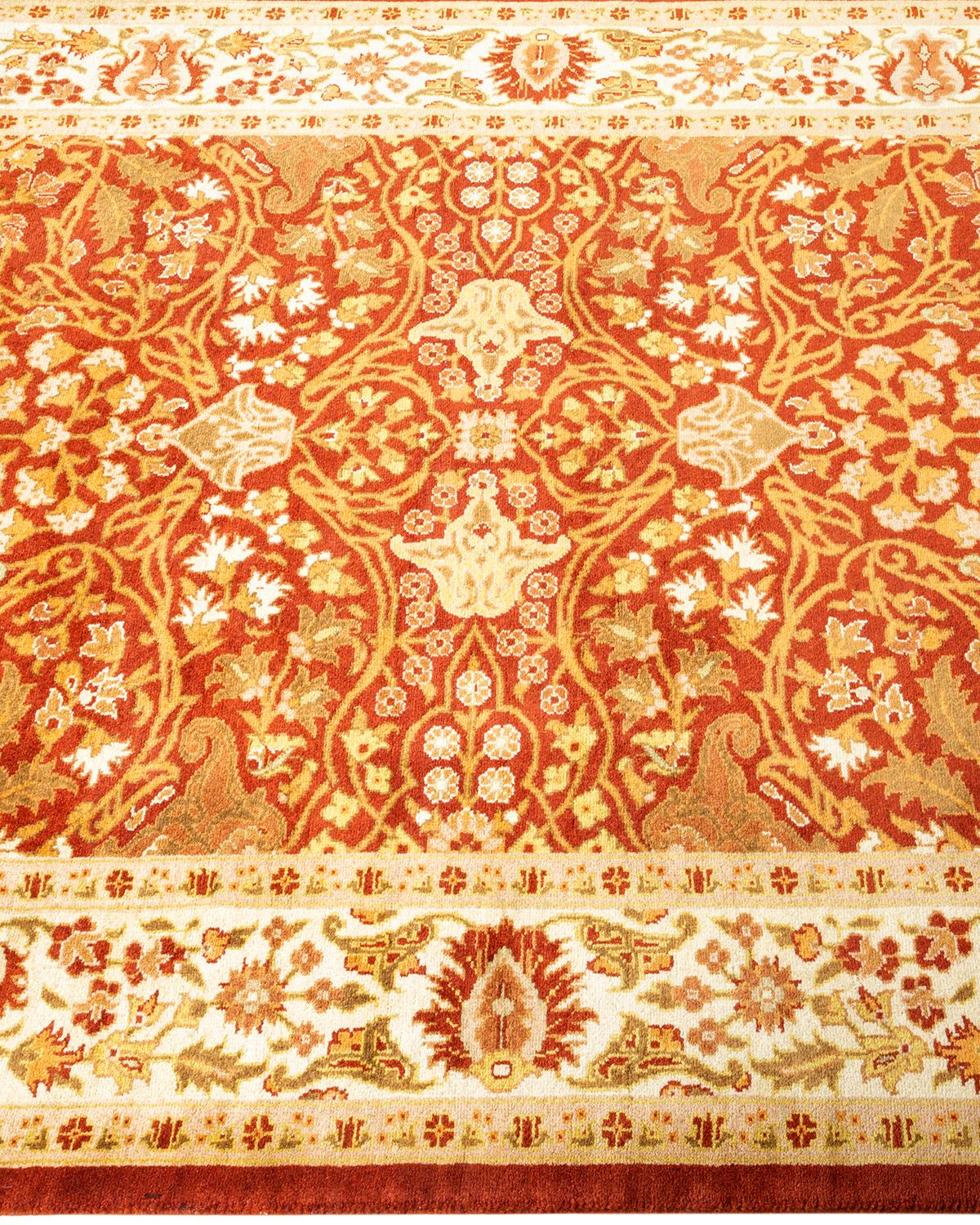 One of a Kind Hand Knotted Traditional Oriental Mogul Orange Runner Area Rug In New Condition For Sale In Norwalk, CT
