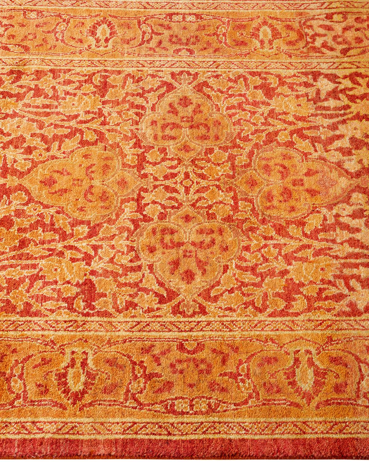 One of a Kind Hand Knotted Traditional Oriental Mogul Orange Runner Area Rug In New Condition For Sale In Norwalk, CT