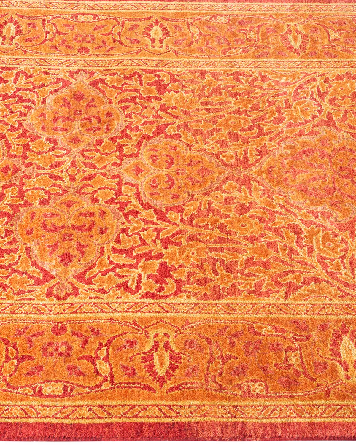 Einzigartige handgeknpfte traditionelle Oriental Mogul Orange Lufer Bereich Teppich im Zustand „Neu“ im Angebot in Norwalk, CT