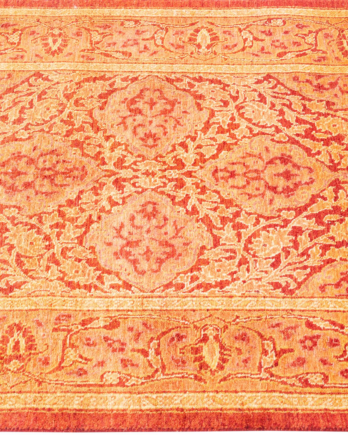 Einzigartige handgeknüpfte traditionelle Oriental Mogul Orange Läufer Bereich Teppich im Zustand „Neu“ im Angebot in Norwalk, CT