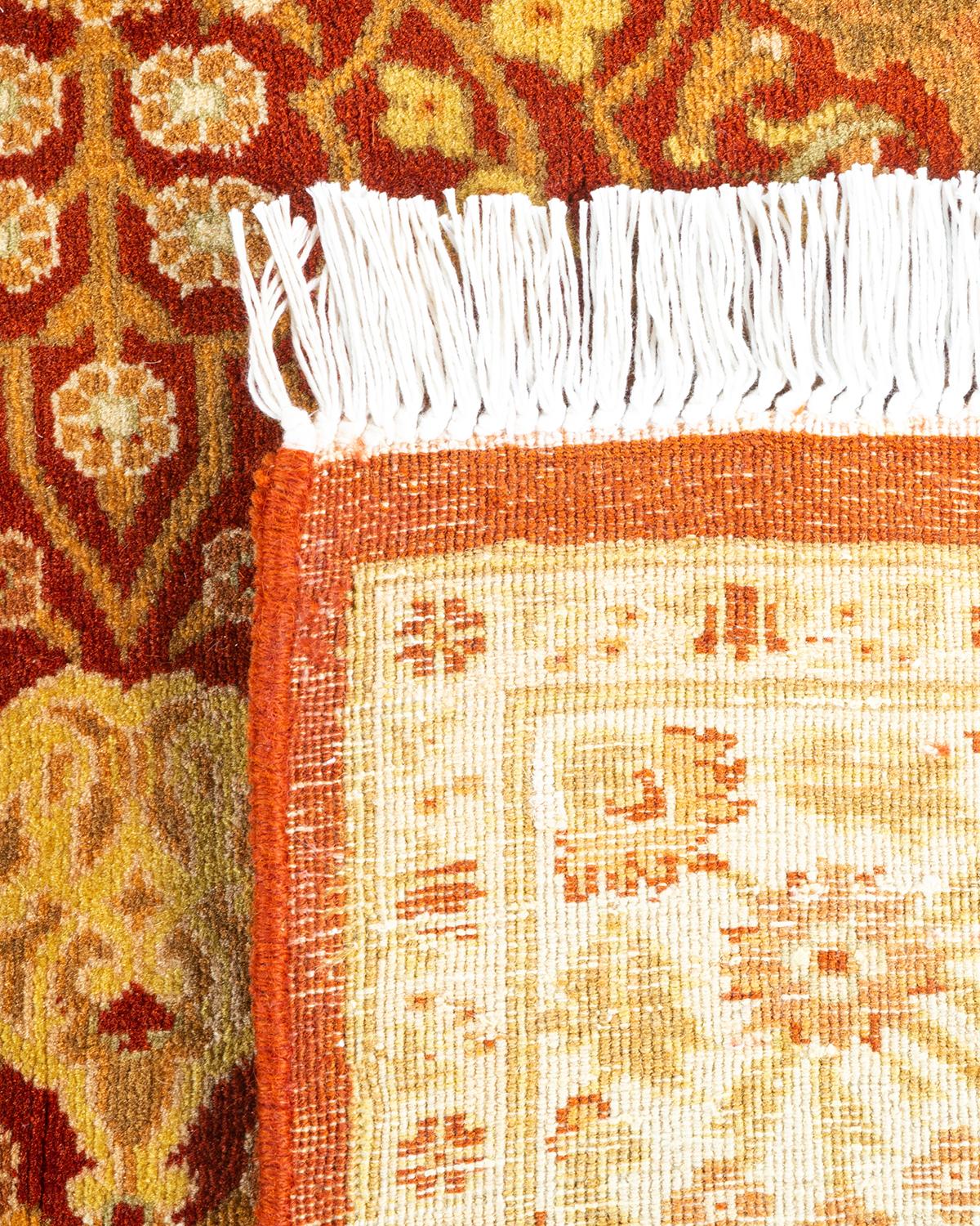 Einzigartige handgeknpfte traditionelle Oriental Mogul Orange Lufer Bereich Teppich (21. Jahrhundert und zeitgenössisch) im Angebot