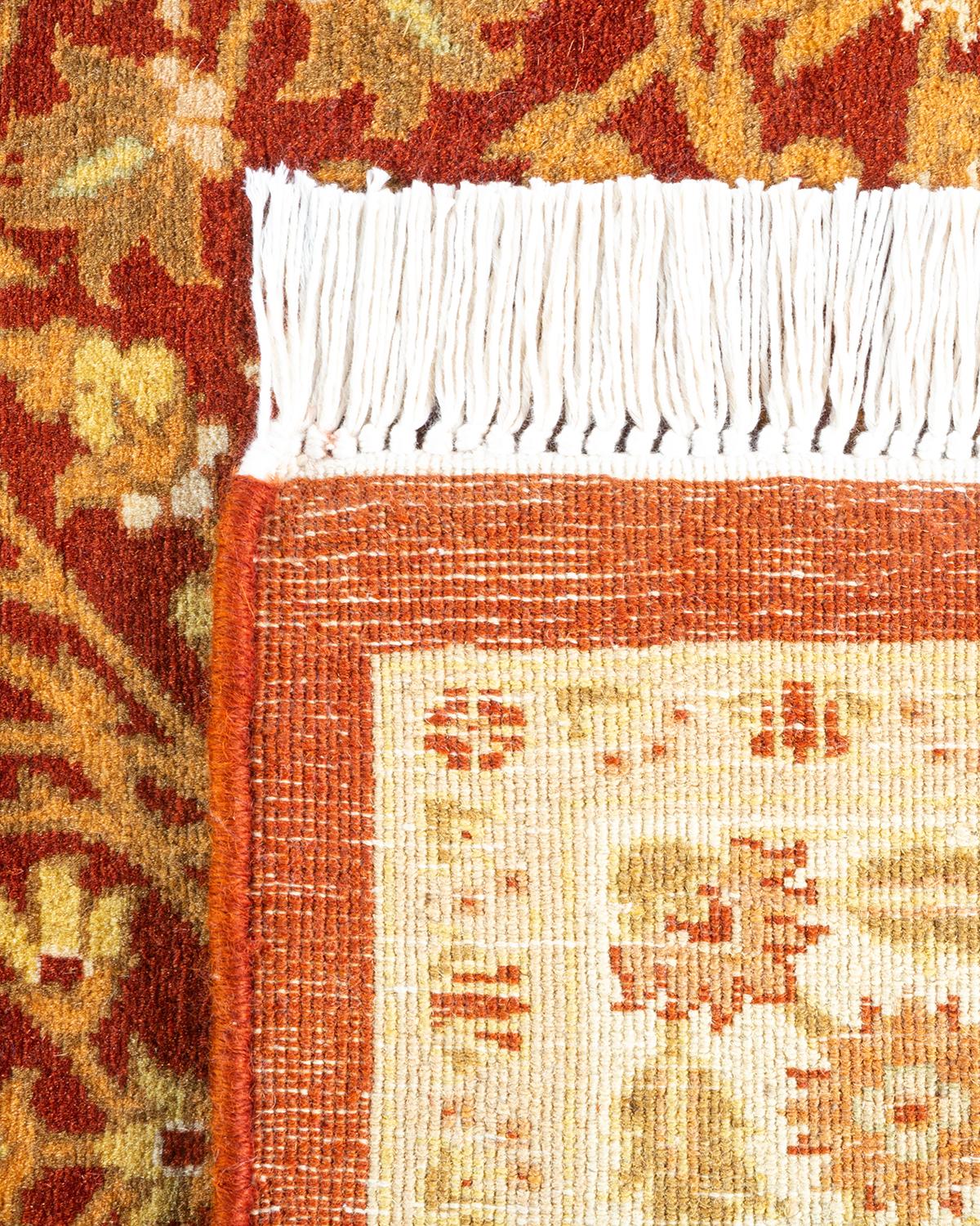 Einzigartige handgeknpfte traditionelle Oriental Mogul Orange Lufer Bereich Teppich (21. Jahrhundert und zeitgenössisch) im Angebot
