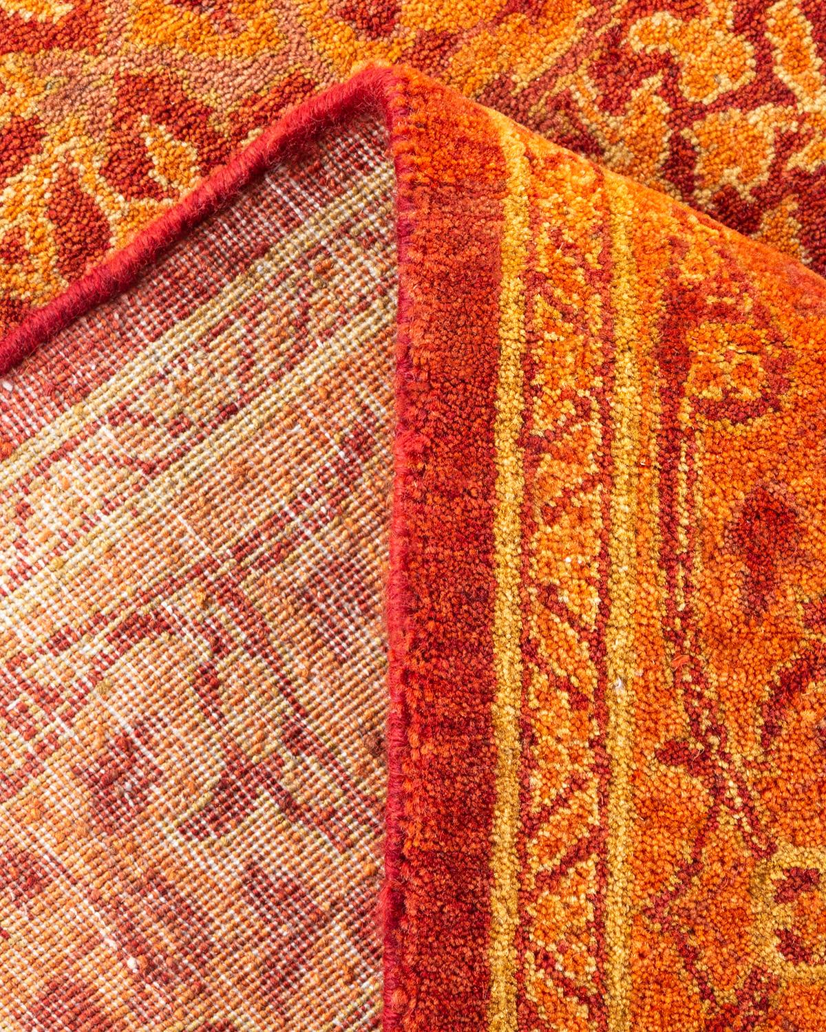 Einzigartige handgeknpfte traditionelle Oriental Mogul Orange Lufer Bereich Teppich (Wolle) im Angebot