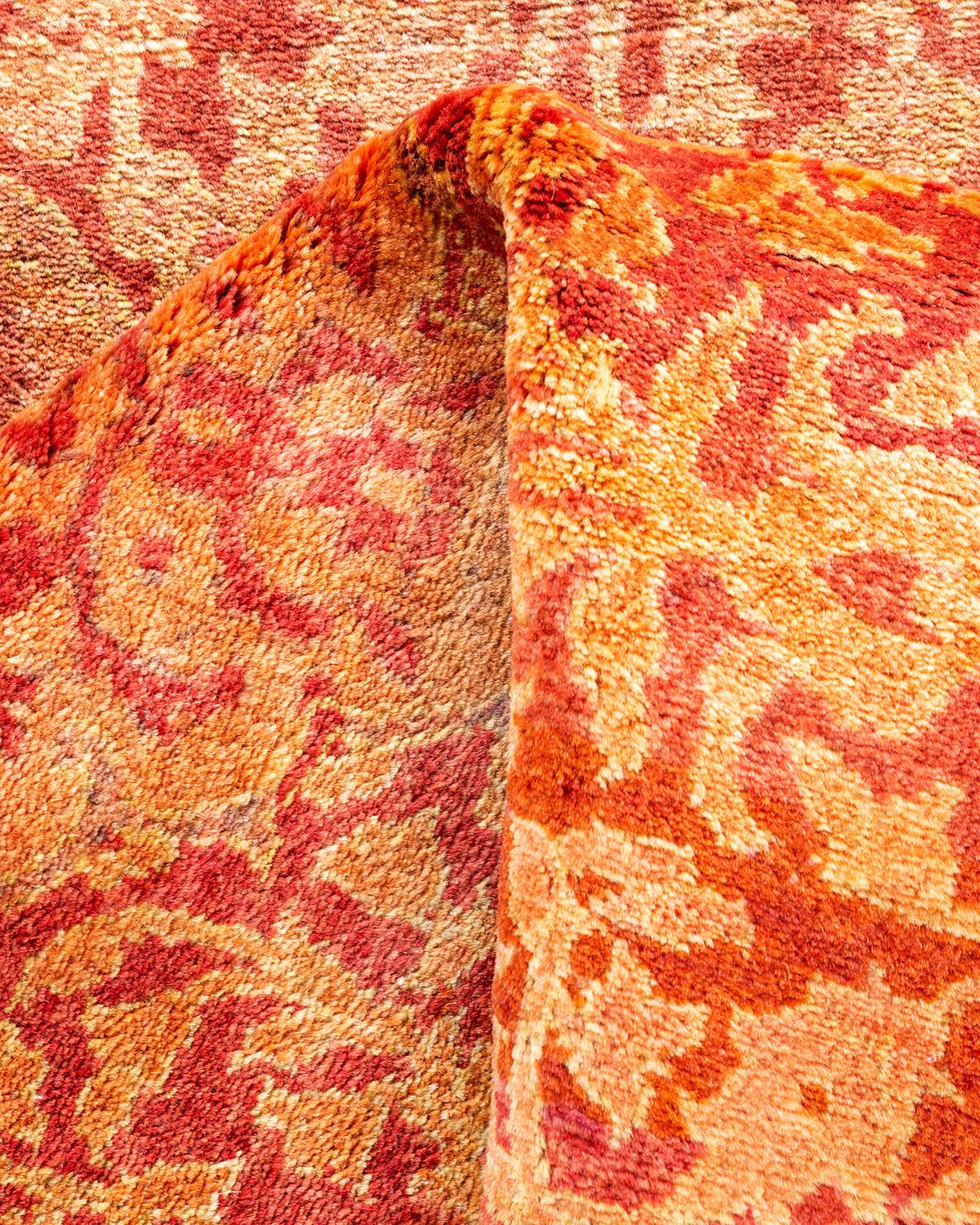 Einzigartige handgeknpfte traditionelle Oriental Mogul Orange Lufer Bereich Teppich im Angebot 1