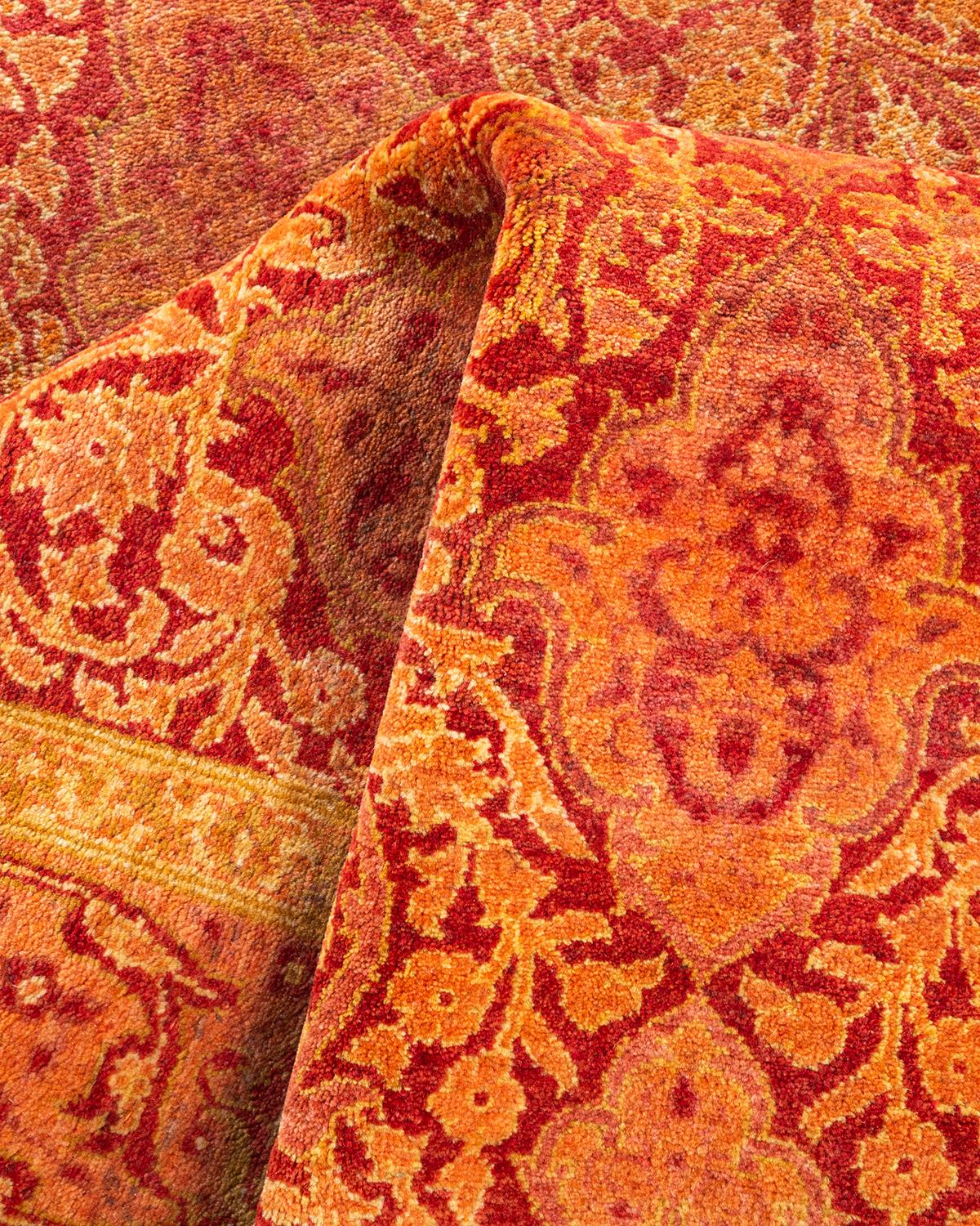 Einzigartige handgeknpfte traditionelle Oriental Mogul Orange Lufer Bereich Teppich im Angebot 1