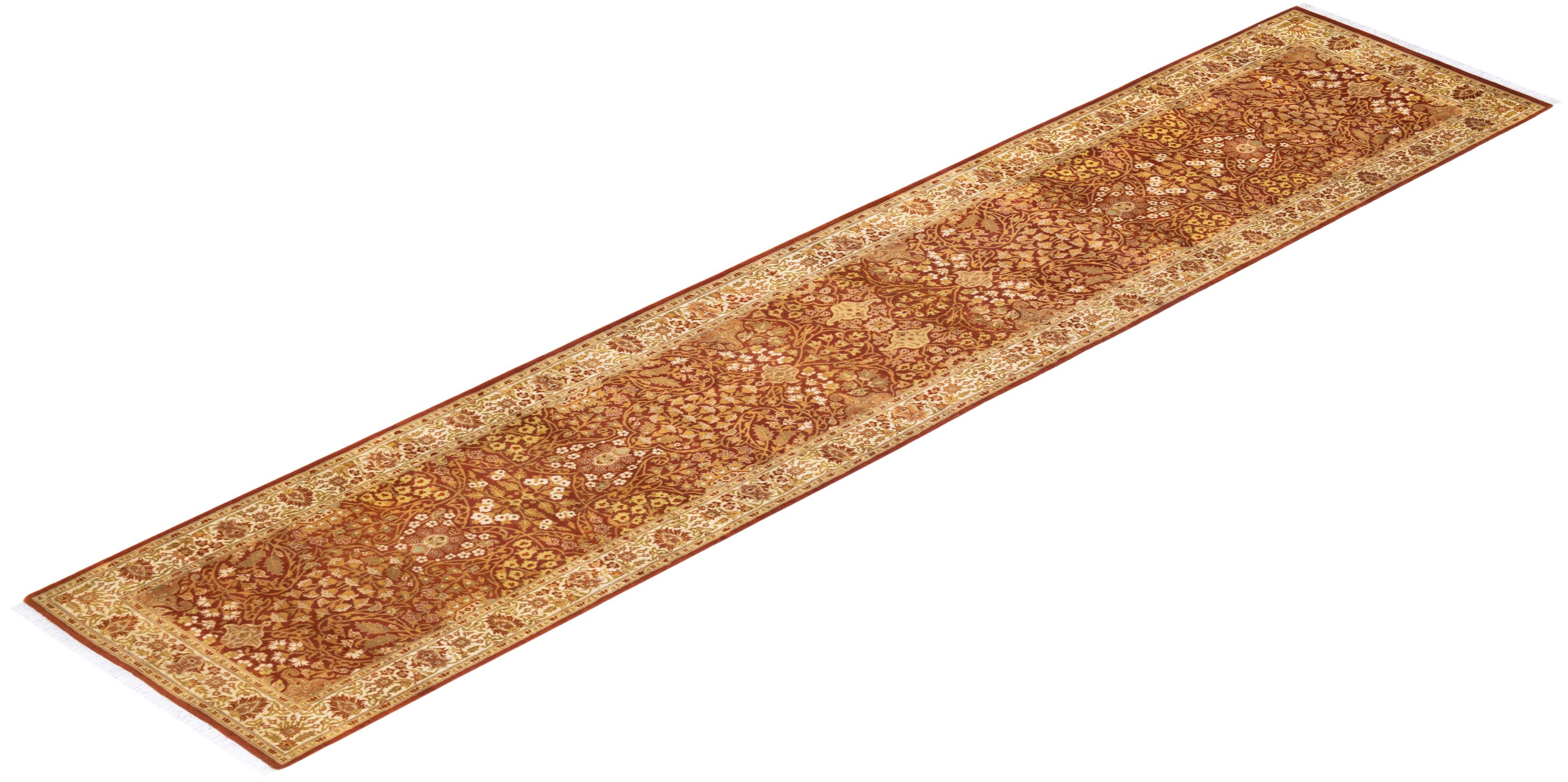 Einzigartige handgeknpfte traditionelle Oriental Mogul Orange Lufer Bereich Teppich im Angebot 2