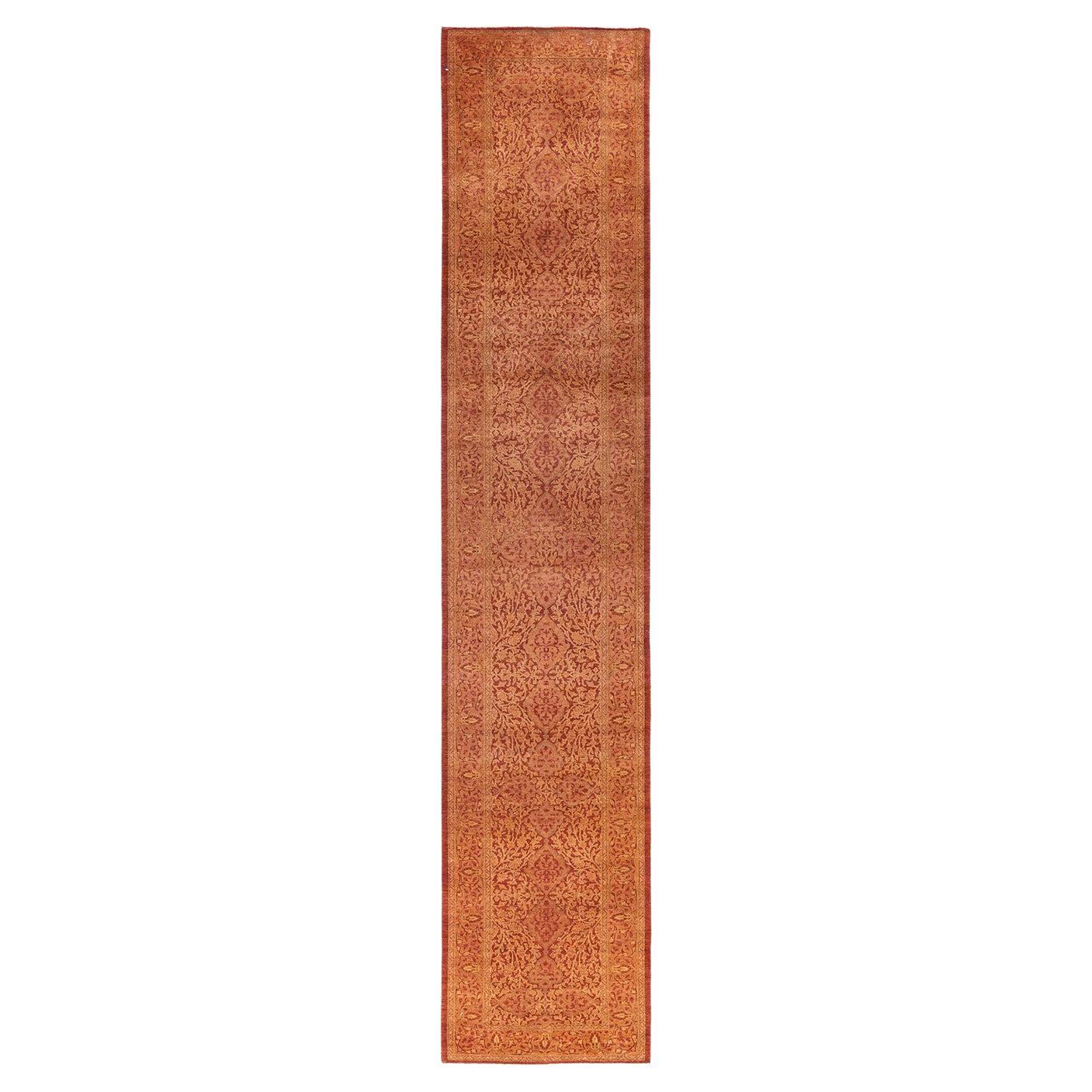 Einzigartige handgeknüpfte traditionelle Oriental Mogul Orange Läufer Bereich Teppich im Angebot