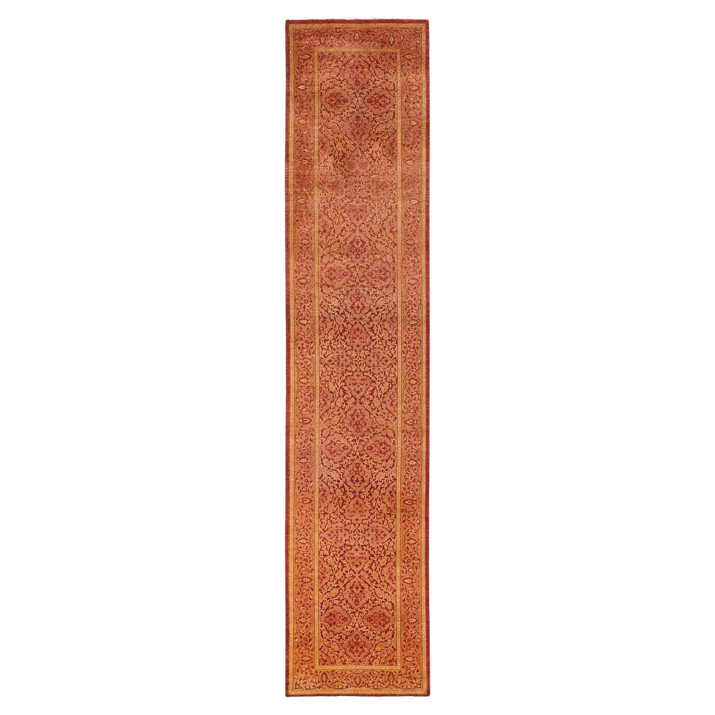 Einzigartige handgeknüpfte traditionelle Oriental Mogul Orange Läufer Bereich Teppich