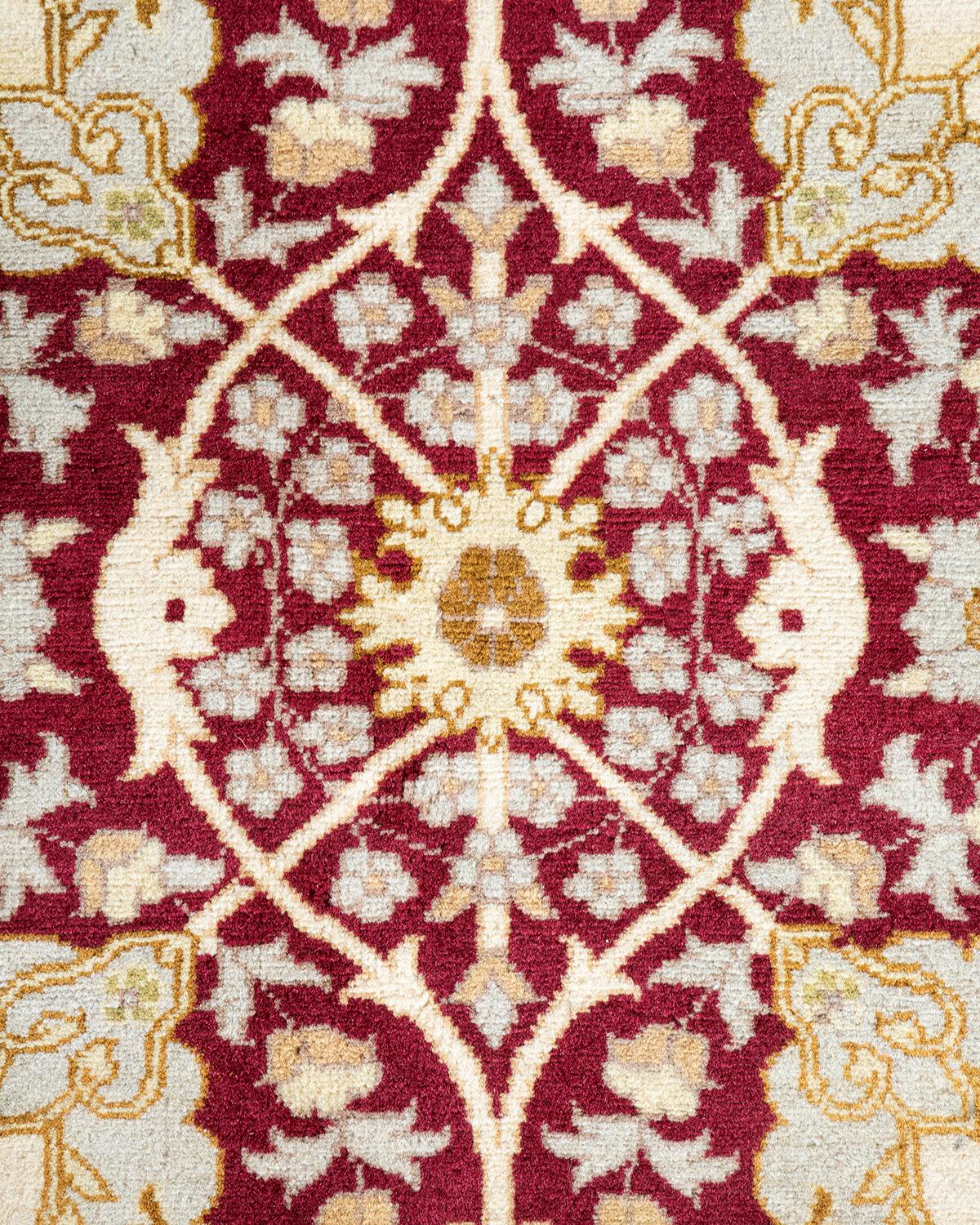 Pakistani One of a Kind Hand Knotted Traditional Oriental Mogul Purple Area Rug For Sale