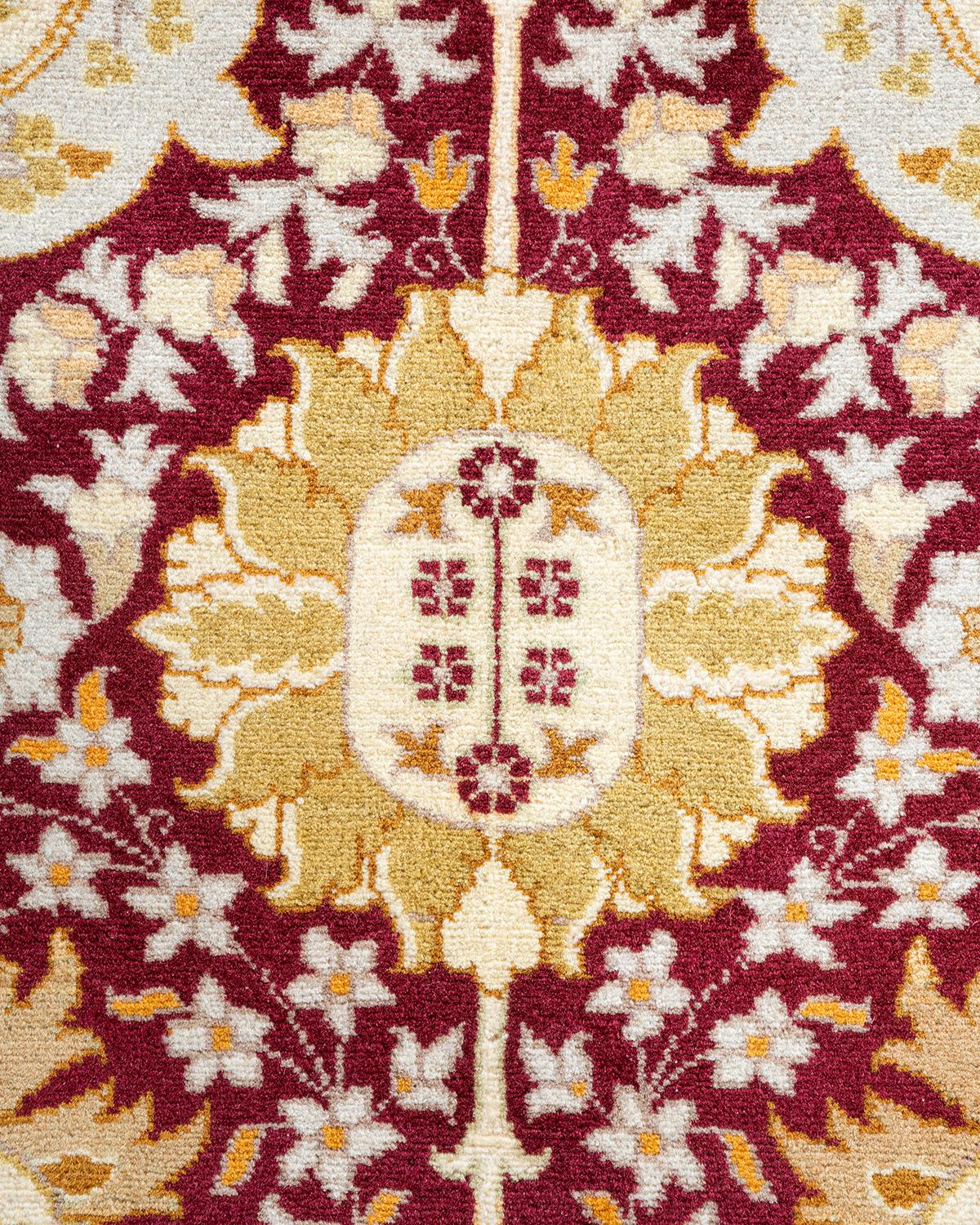 Pakistani One of a Kind Hand Knotted Traditional Oriental Mogul Purple Area Rug For Sale