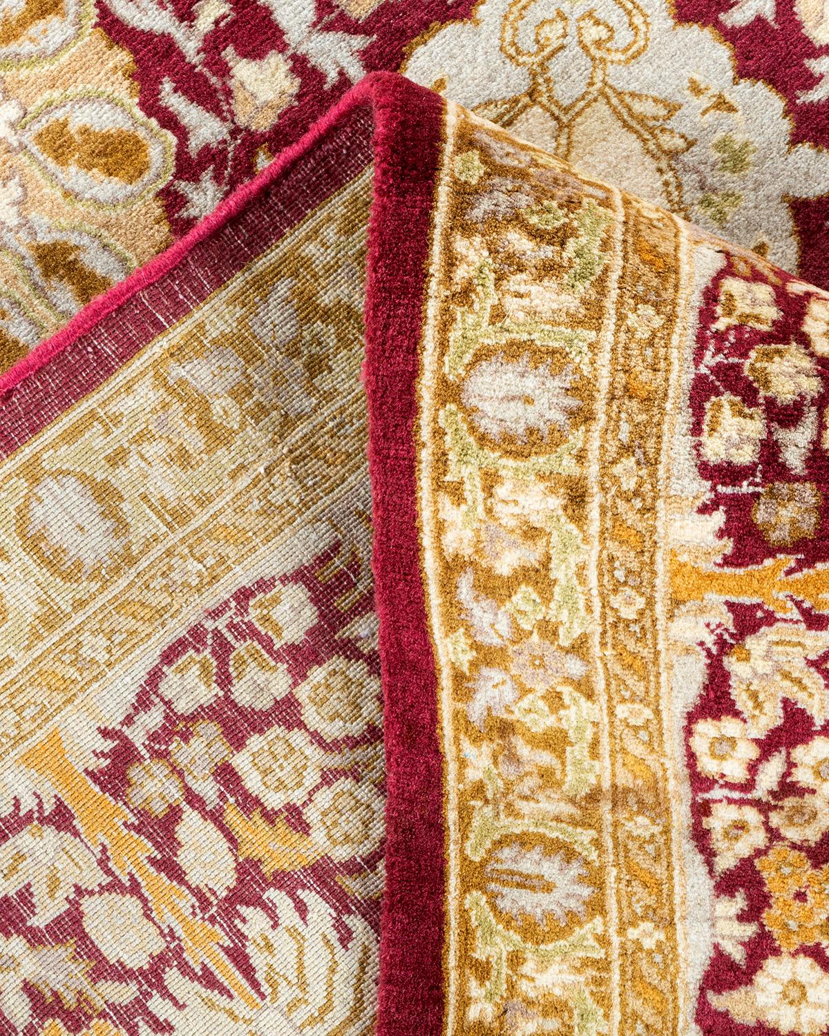Wool One of a Kind Hand Knotted Traditional Oriental Mogul Purple Area Rug For Sale