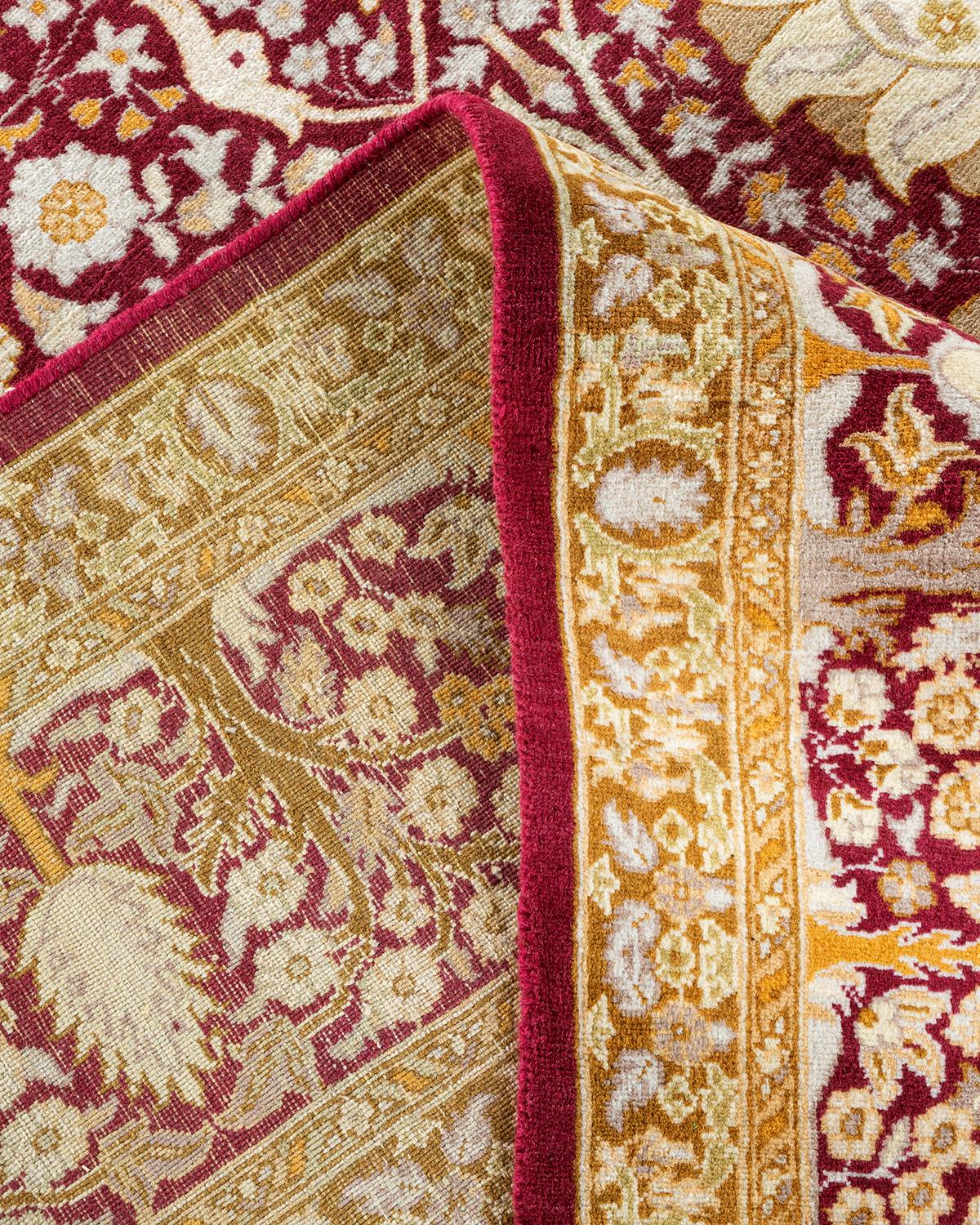 Wool One of a Kind Hand Knotted Traditional Oriental Mogul Purple Area Rug For Sale