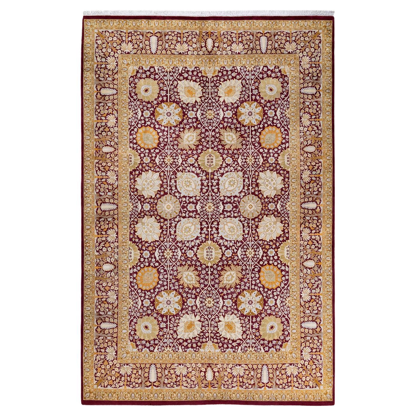 One of a Kind Hand Knotted Traditional Oriental Mogul Purple Area Rug
