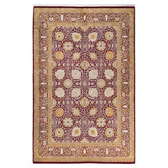 One of a Kind Hand Knotted Traditional Oriental Mogul Purple Area Rug 