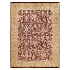 Tapis Mogul Re traditionnel oriental unique noué à la main, unique en son genre