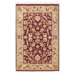 One-Of-A-Kind Hand Knotted Traditional Oriental Mogul Red Area Rug