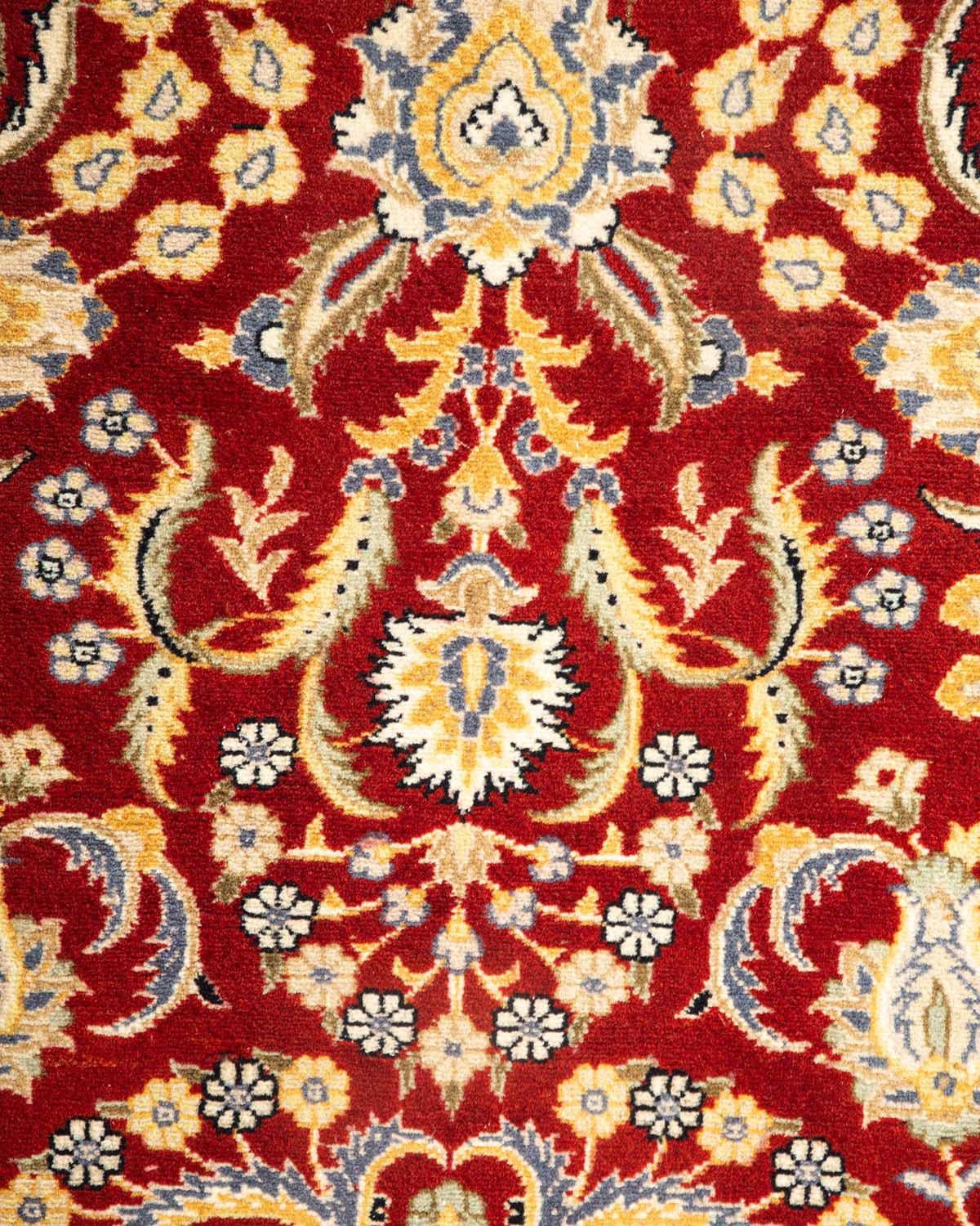 Pakistano Tappeto tradizionale orientale Mogul rosso, unico nel suo genere, annodato a mano in vendita