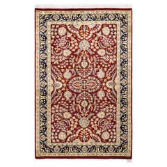 One-Of-A-Kind Hand Knotted Traditional Oriental Mogul Red Area Rug