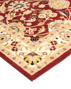 One-Of-A-Kind Hand Knotted Traditional Oriental Mogul Red Area Rug