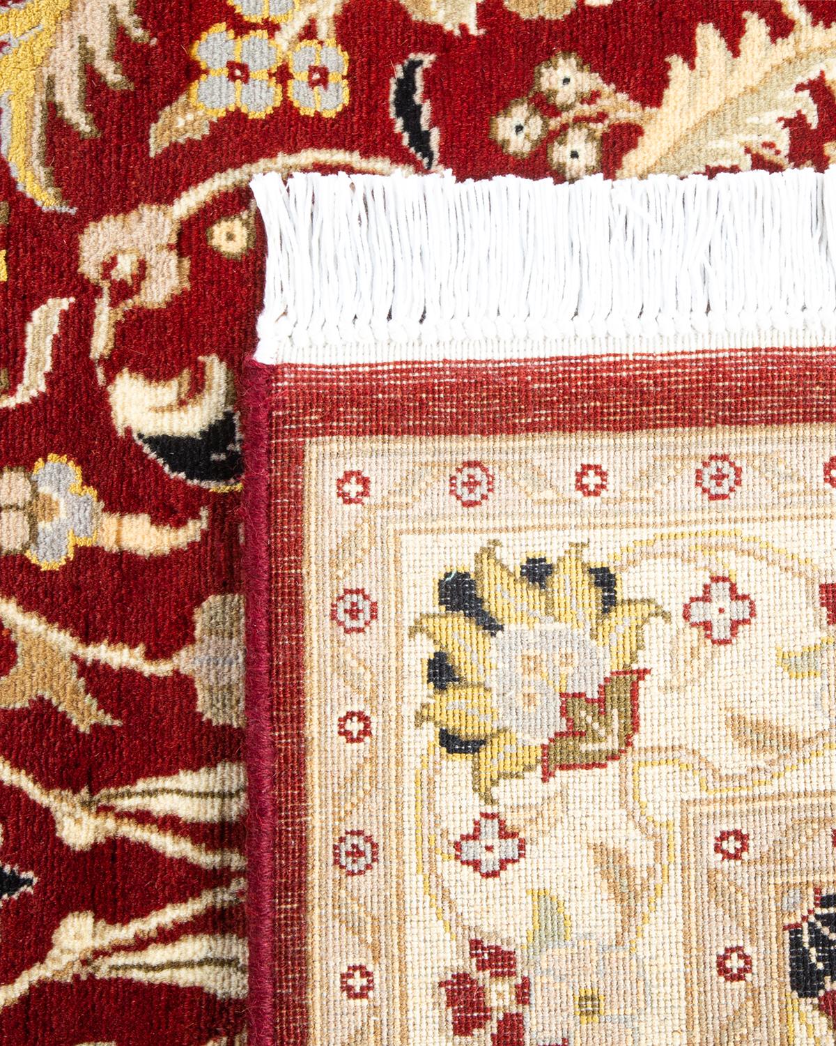 Handgeknüpfter traditioneller orientalischer Mogul-Roter Teppich, handgeknüpft, Unikat (21. Jahrhundert und zeitgenössisch) im Angebot