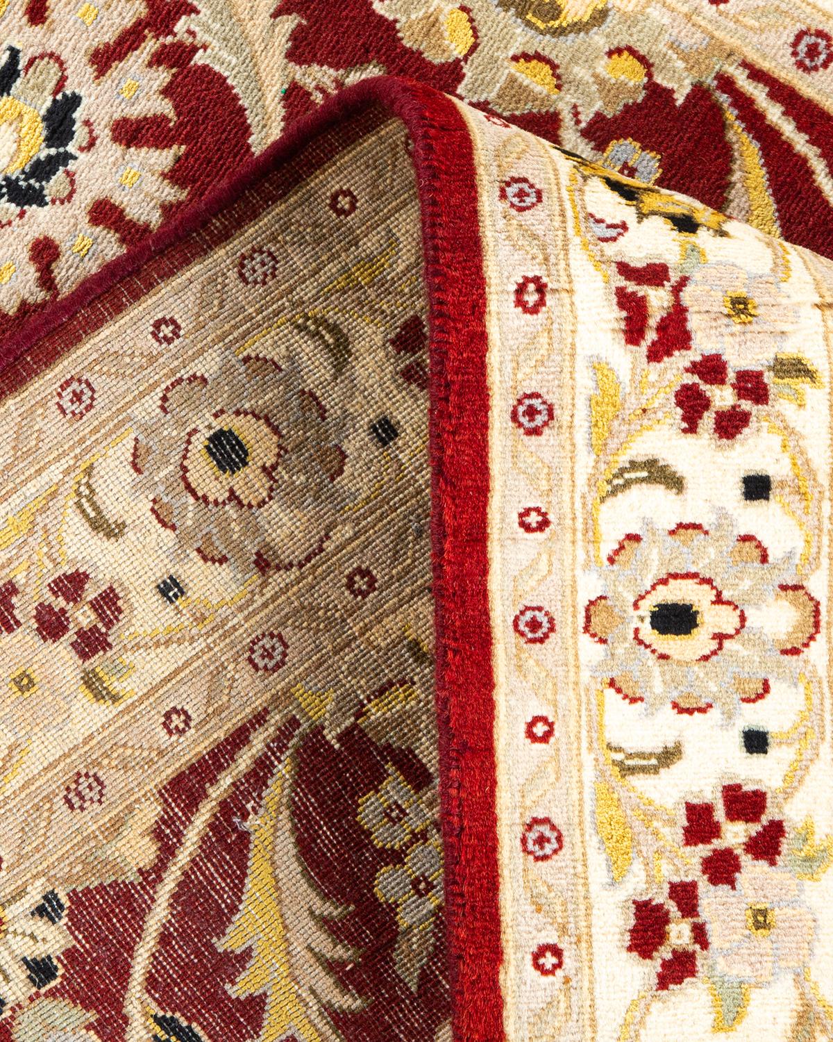 Handgeknüpfter traditioneller orientalischer Mogul-Roter Teppich, handgeknüpft, Unikat (Wolle) im Angebot
